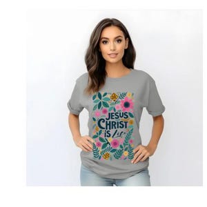Jesus Christus Leben | Christliche Ostergrafiken | Blumen Auferstehung Collage | | Christliches Shirt | Jesus-Shirt-Designs