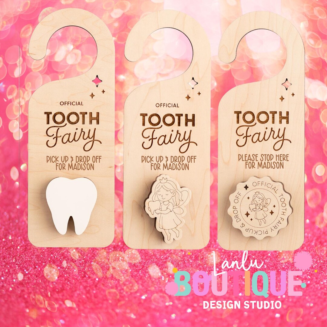 Personalized Wooden Tooth Fairy Door Hanger Set for Kids - Unique Tooth ...