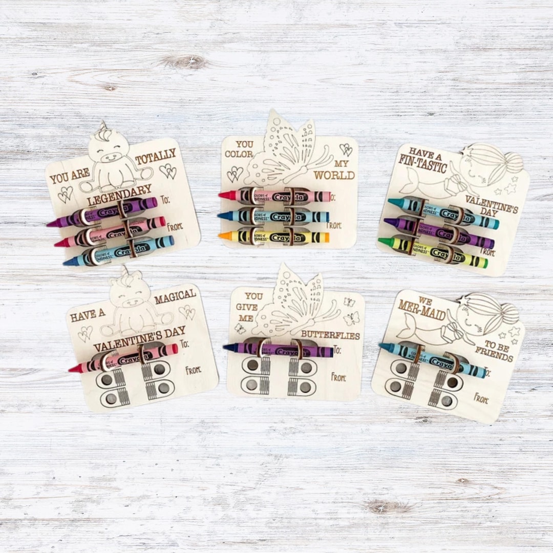 Cute Mermaid, Unicorn, and Butterfly Crayon Holder Valentine Cards ...