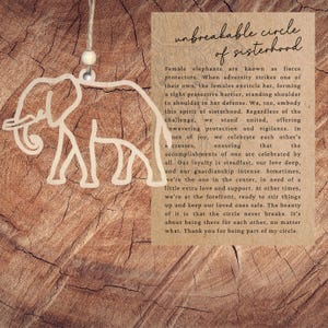 Story Card Ornement de sororité d'éléphant| Souvenir inspirant| Cadeau de motivation| Décoration de vacances unique | Charme de voiture