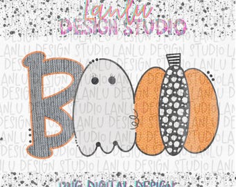 Boo Pumkin & Ghost PNG| Halloween Doodles