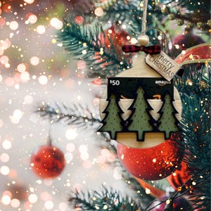 Cartão de presente de árvore de Natal em camadas pintadas à mão Enfeite de Natal | Enfeites de Natal | Presentes de Natal artesanais | Personalizados