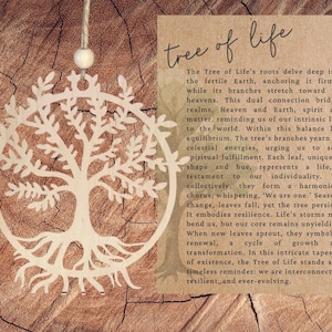 Adorno de árbol de la vida con tarjeta con historia/recuerdo inspirador/regalo de aliento/decoración navideña única/amuleto para automóvil/