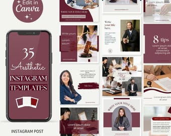 Modèles de publication Instagram pour avocat | Aesthetic Canvas Feed (téléchargement numérique)