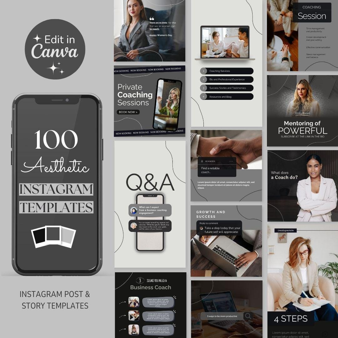 Aesthetic Minimalist Coaching Instagram Templates | Canva Posts ...