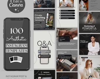 Modèles Instagram de coaching minimaliste esthétique | Articles et articles Canva (téléchargement numérique)