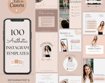 Ensemble de modèles Instagram de coach minimaliste esthétique | Articles et articles Canva (téléchargement numérique)