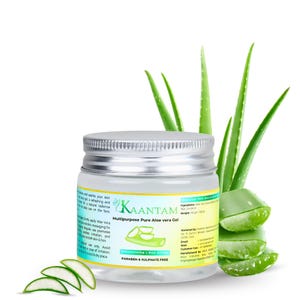 Kaantam Aloe Vera Gel | 100 Percent Natural Fragrance Free Gel for Face Body Hair | Lightweight Non Sticky Daily Moisturizer