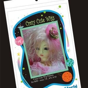 PDF Version Crazy Cute Wig Pattern for BJD sizes 7/8, 8/9. 9/10 image 1