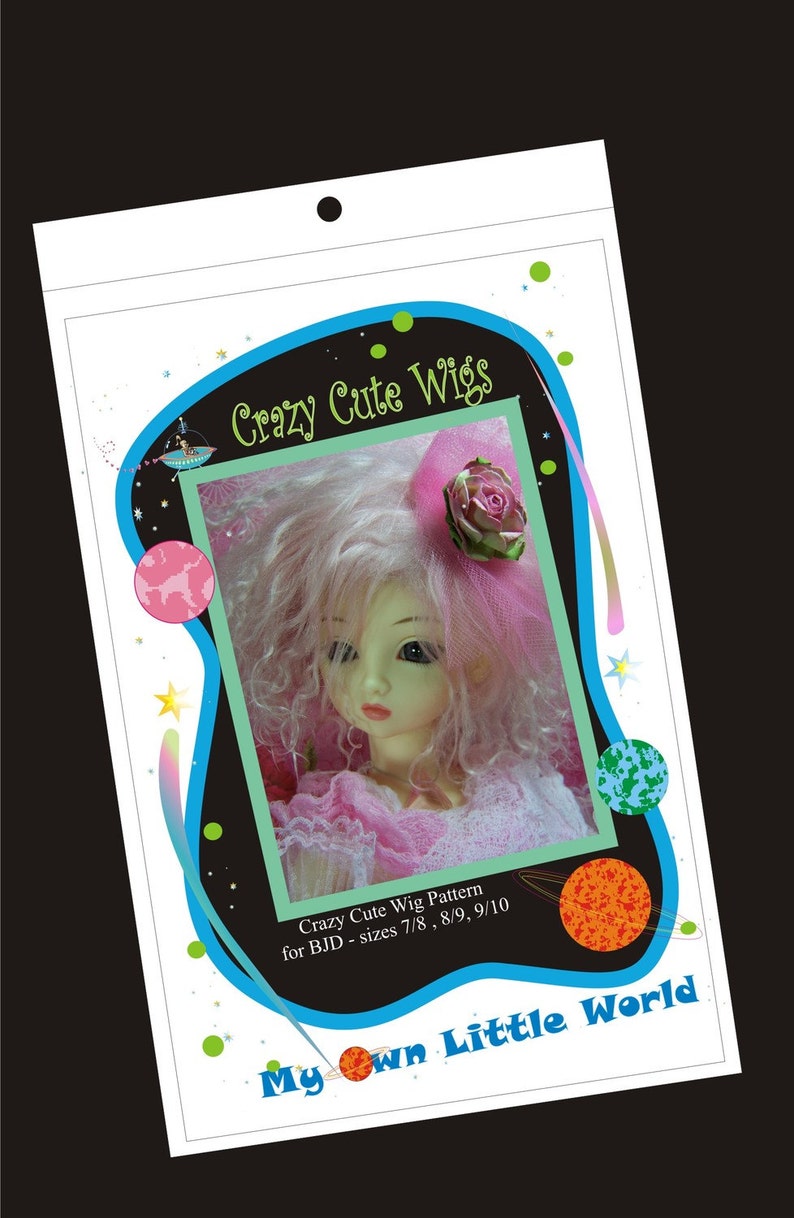 PDF Version Crazy Cute Wig Pattern for BJD sizes 7/8, 8/9. 9/10 image 1