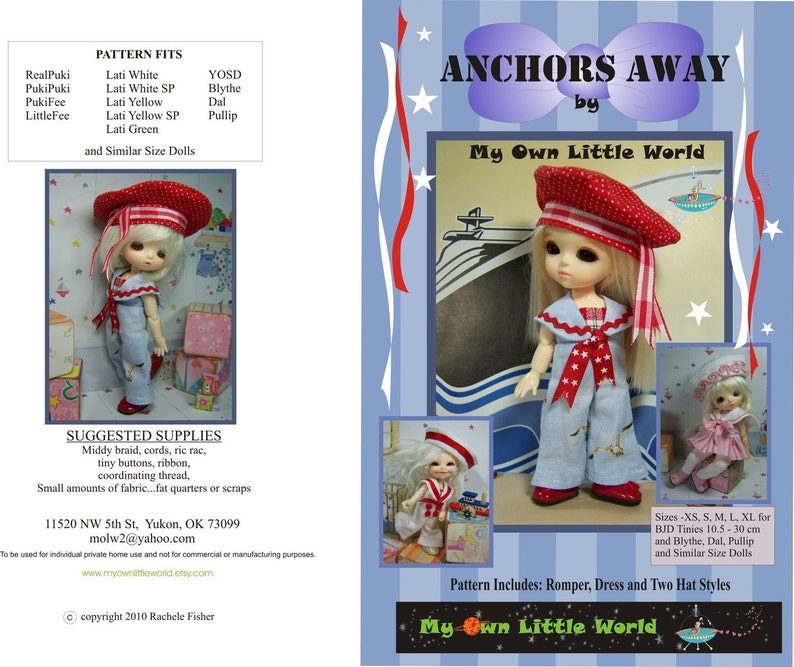 PDF Version Anchors Away Pattern for BJD Tinies 10.5 30cm, and Similar Size Dolls image 2