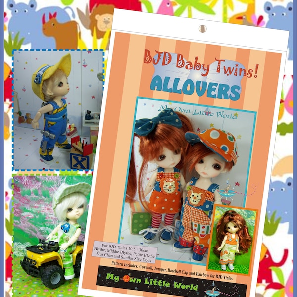 PDF Version - BJD Baby Twins - Allovers  Pattern for BJD Tinies 10.5 - 30cm
