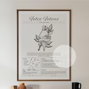 Retro Liquid Luck Textbook Recipe Print - Felix Felicis | Subtle HP Inspired Art | Bookish Print | Digital print