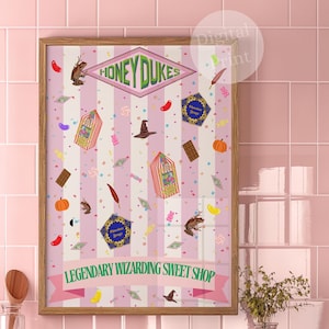 Impression rétro Honeydukes Wizarding Sweet Shop | Art inspiré par HP | Impression livresque | Impression numérique