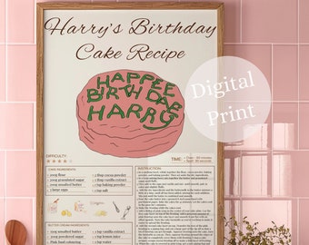 Retro Happee Birthdae Harry-print | Op HP geïnspireerde kunst | Boekachtige afdruk | Digitale afdruk