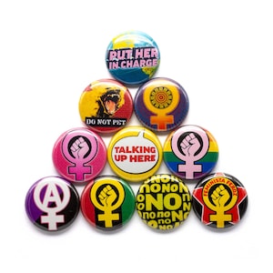 Feminist Button Pack: 10 Pin Back Buttons Or Magnets – 1 Inch - Free USA Shipping