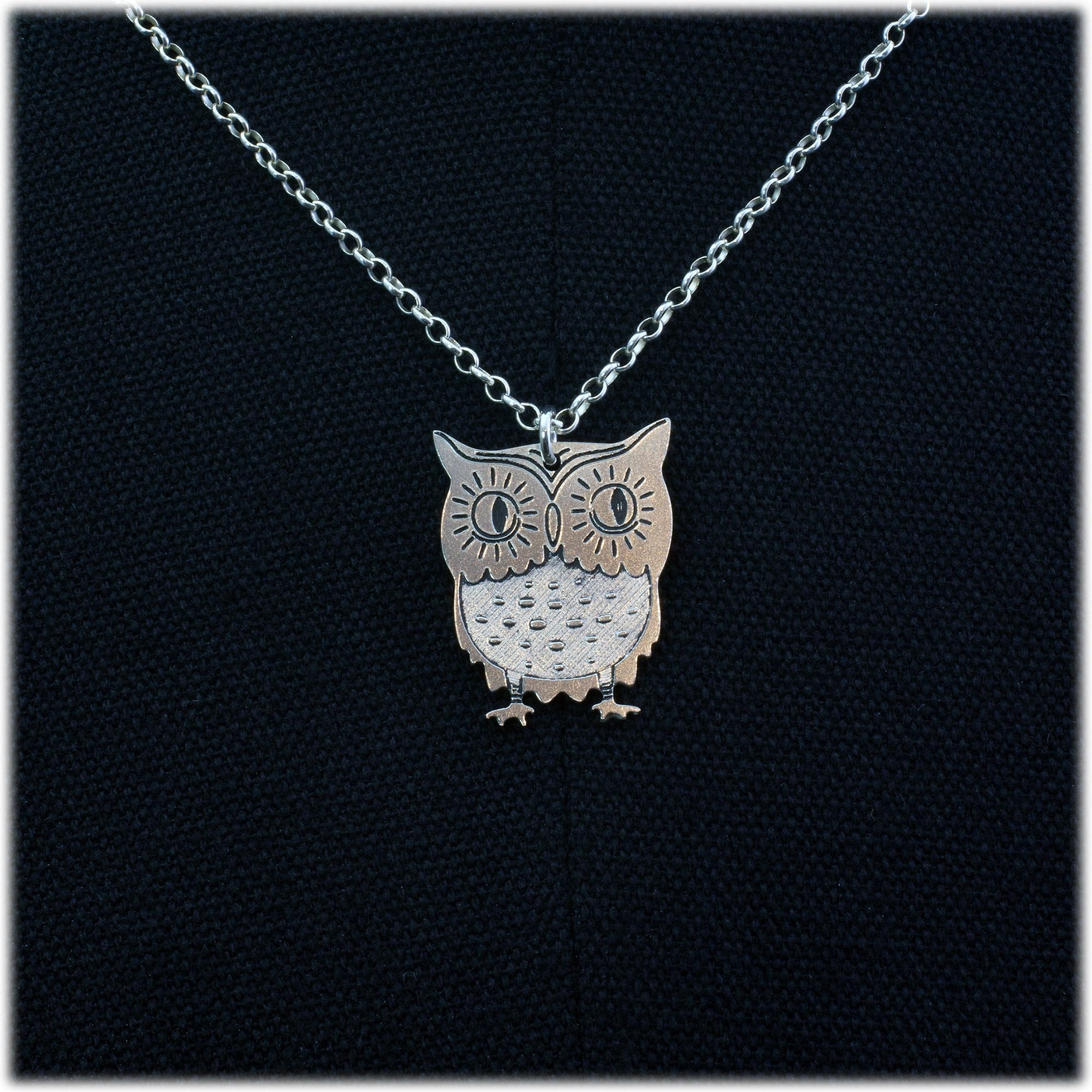 Handcrafted Sterling Silver Owl Pendant Necklace | Unique Nature Jewelry Gift for Bird Lovers