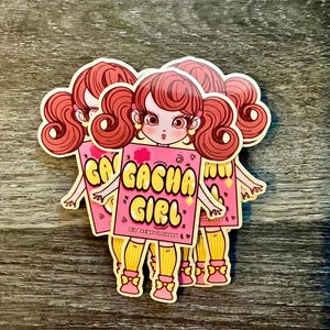 Linda pegatina de chica Gacha para diario, álbum de recortes y decoración