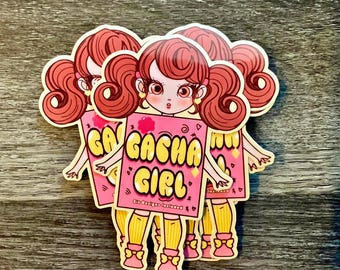 ガチャガールステッカー | ダイカット光沢ビニール、スクラップブッキング
