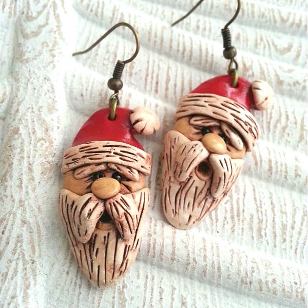 EASY Polymer Clay Santa Earrings Tutorial/Instant download/Pdf File