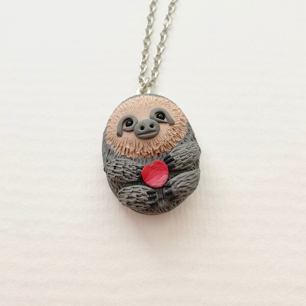 Mr. Sloth Polymer Clay Doll/figure Locket