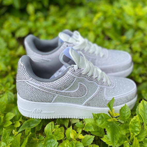 Air Force One Fashionable Full of Diamonds Youthful Vitality Non slip and Wear resistant Low top Platinum Color Unisex Etsy