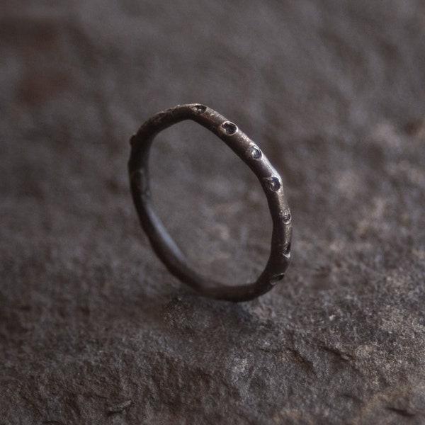 Sterling silver ring / Oxidised Sterling Silver Ring / Minimal ring /  Organic Ring  / Stacking ring / Ornament Ring
