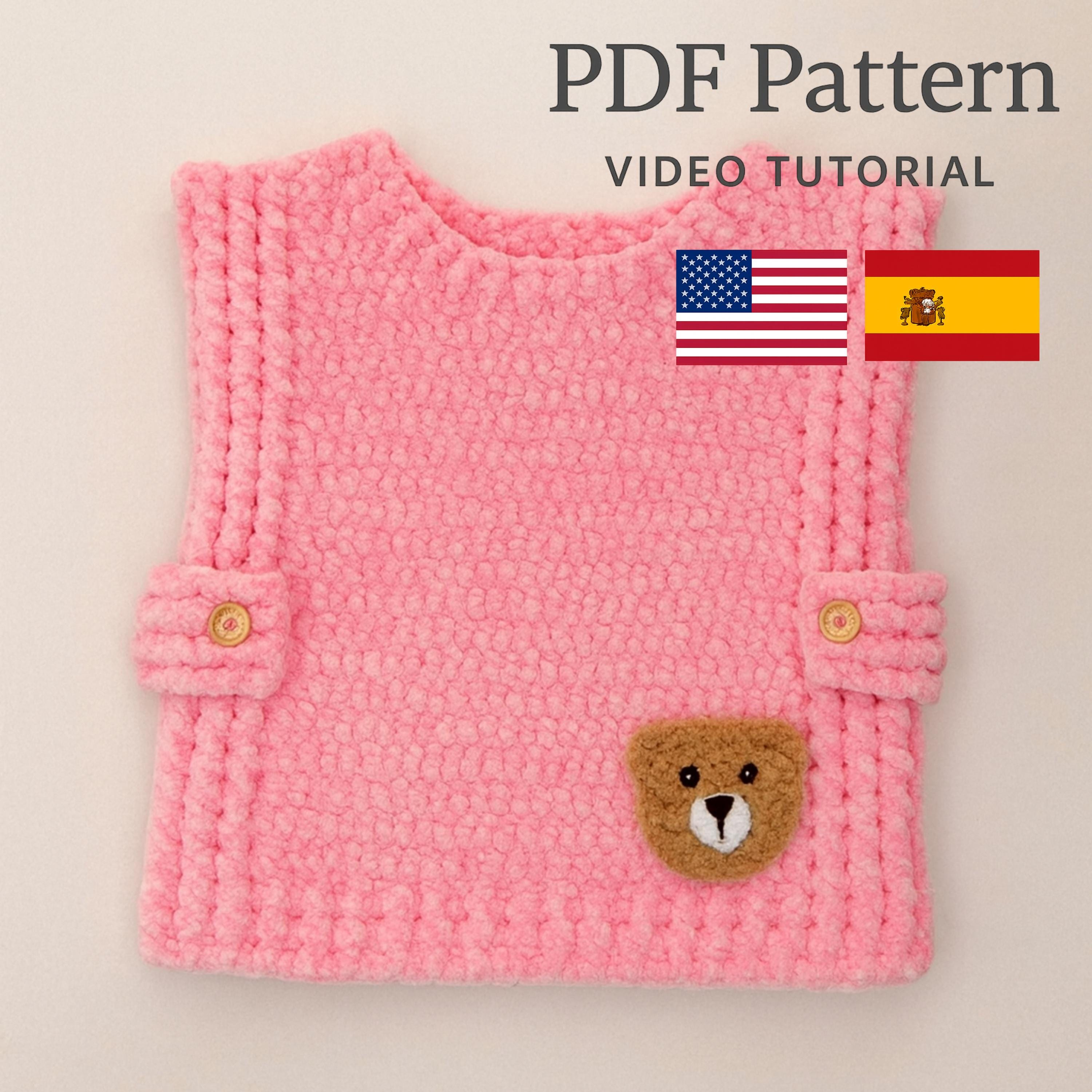Crochet Baby Poncho PDF Pattern, Digital Velvet Toddler Vest | Fall Winter Baby Clothes, English - Spanish
