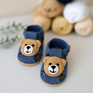 Babyschuhe Häkelanleitung mit Bär Applikation, 0-15 Meter Bild 2