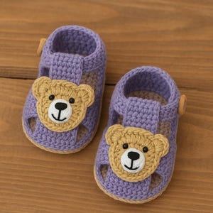 Babyschuhe Häkelanleitung mit Bär Applikation, 0-15 Meter Bild 6