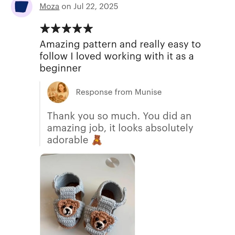 Babyschuhe Häkelanleitung mit Bär Applikation, 0-15 Meter Bild 10