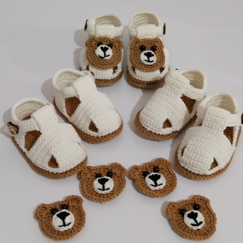Teddy bear crochet sandals, newborn boy gift idea