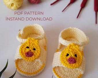 Duck Applique Baby Sandals, Crochet Pattern, summer shoe