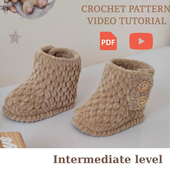 Crochet Baby Booties Pattern with Video: Sporty PDF Shoes (Intermediate)