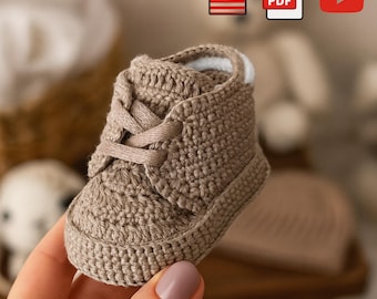 Crochet Baby Sneakers Pattern, Unisex Sport Style (English Pattern )(0-6M)