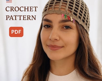 Boho Crochet Mesh Hair Net Pattern  - Unisex Crochet Head Wrap - PDF Instant Download