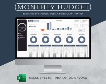 Monthly Budget Template, Excel Budget Template, Financial Planner, Paycheck Budget, Weekly Tracker, Budget Tracker
