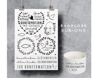 Rub-On Stickers for Confirmation, Faith, Church, Congratulations | Rub-On Stickers for Money Gifts | Confirmation | hej unique