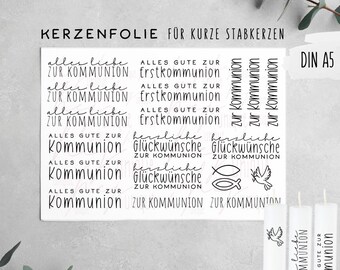 Candle foil for Communion, short candles | Many occasions, waterslide decal candles, DIY candles | Faith, church, candle tattoo, candle design | A4 | A5