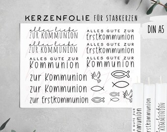 Candle foil for Communion, Faith, and Church | Many occasions | Waterslide decal for DIY candles | Candle tattoos | Design your own candles | A4 | A5