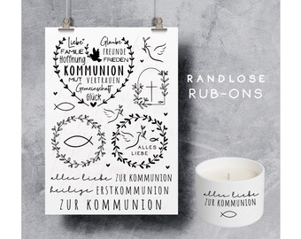 Rub-On Stickers for First Communion | Faith, Church, Congratulations | Rub-On Sticker Transfer Money Gift | *First Communion 2* | hej unique