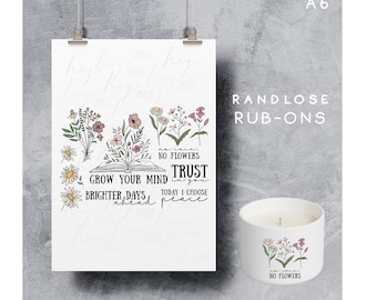 Rub-on stickers, spring flowers | Borderless rub-on | Rub-on transfer for glass/rayon/wood | *Spring up your life* | hej unique