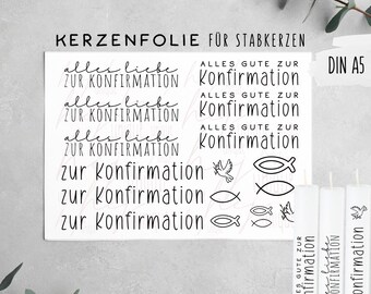 Candle foil for Confirmation, Faith, Church | Many occasions, waterslide decal for DIY candles | Candle tattoos, candle design | A4 | A5