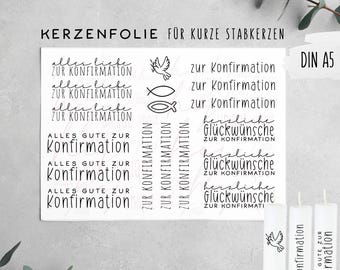 Candle foil for confirmation, short candles | many occasions, waterslide decal candles, DIY | faith, church, candle tattoo, candle design | A4 | A5