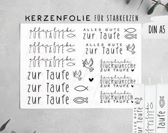 Candle decals for baptism, faith, church | many occasions, waterslide decal for DIY candles | candle tattoos, candle design | A4 | A5