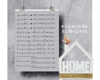 Rub-on Stickers | Borderless Rub-on Stickers | Family Christmas Home | A5 Sheet | Rub-on Transfer Glass/Raysin/Keraflott | Christmas Lettering | hej unique