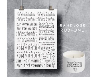 Rub-On Stickers for First Communion | Faith, Church, Congratulations | Rub-On Sticker Transfer Money Gift | *First Communion 3* | hej unique