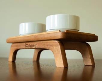 Custom! Handmade Dog Feeder Stand | Solid Beech Wood, Personalized Engraving, Custom Sizes | Bowls Not Included