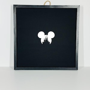 30x30 Disney Pinnwand | MICKEY OHREN mit SCHLOSS | Holzrahmen