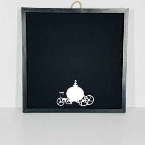 12x12 Pin Board | CINDERELLA’S CARRIAGE Silhouette | Wooden Frame